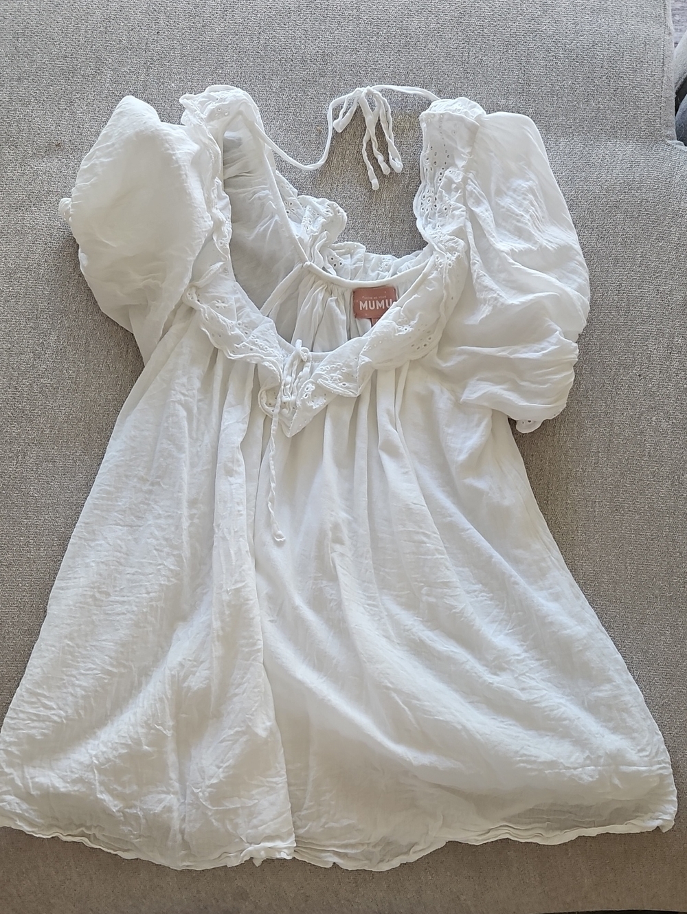 Show Me Your MuMu White Puff Sleeve Eyelet Dress
